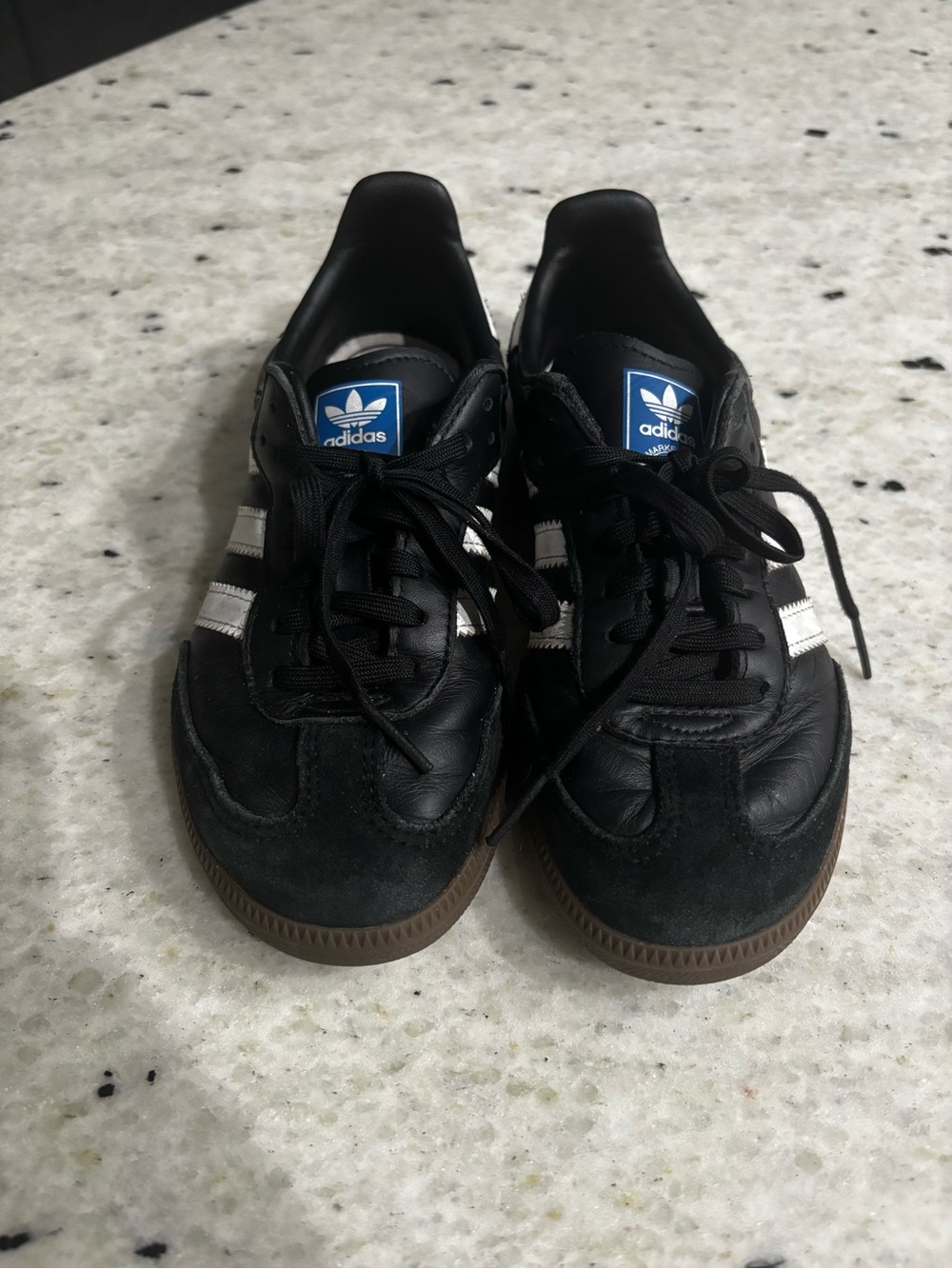 adidas Black Sneakers with White Stripes and Gum Sole